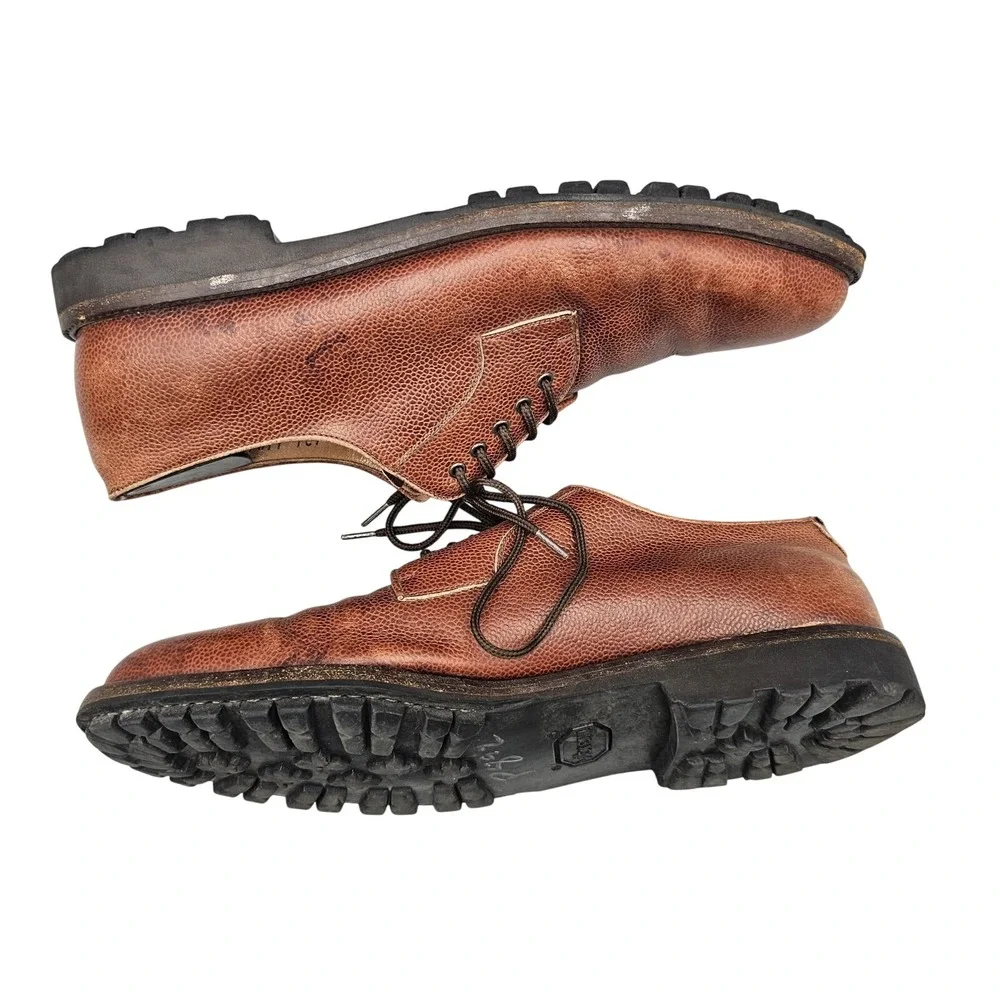 Salvatore Ferragamo‎ Men's Size 11.5 D US Brown Leather Vibram Derby Shoes READ